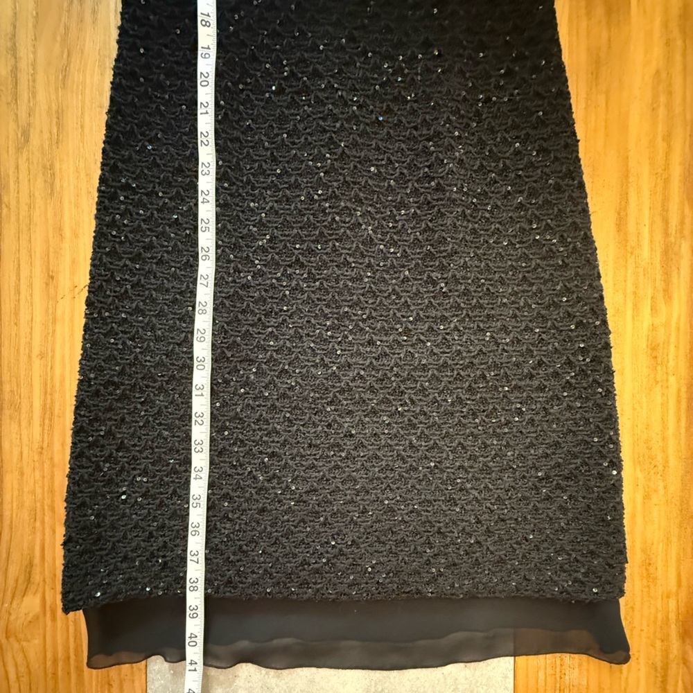 St. John Evening Couture Black Sequined Lace Sleeveless Sheath Dress Size 6 - Picture 14 of 14